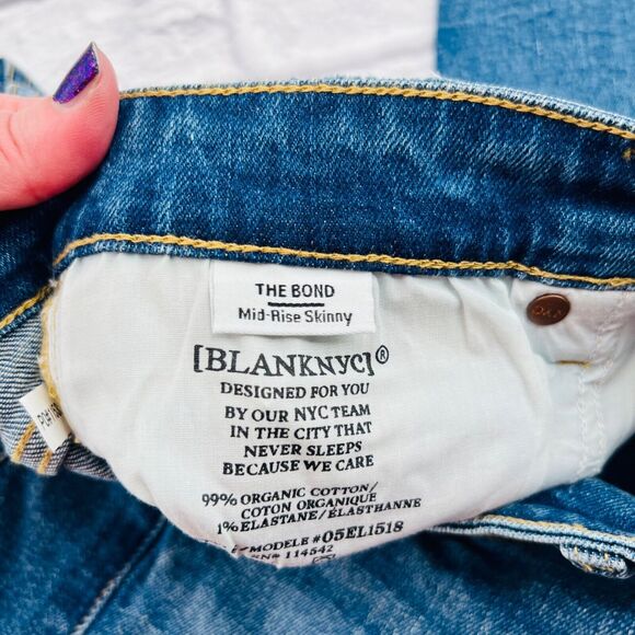NEW Blank NYC The Bond Mid Rise Skinny Jeans Size 31 Blue Denim Stretch - Picture 4 of 12